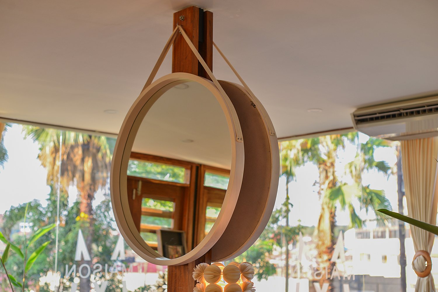 Button Large Round Hanging Mirror