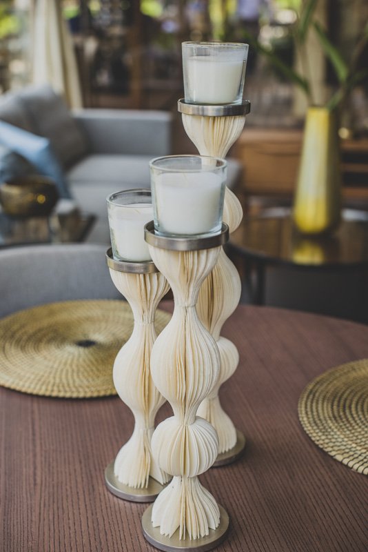 Candle holder decorated with mulberry paper modules small