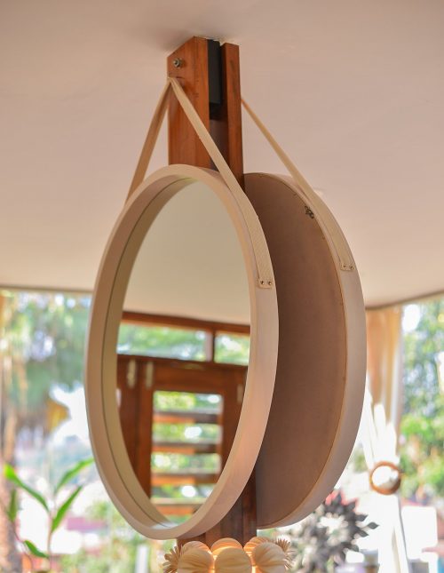 Button Large Round Hanging Mirror