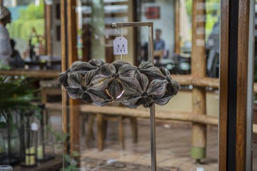 Newspaper floor lamp pumpkin