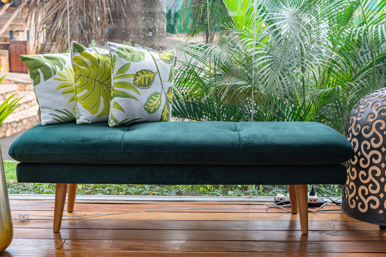 Asher Bench, Green, Polyester