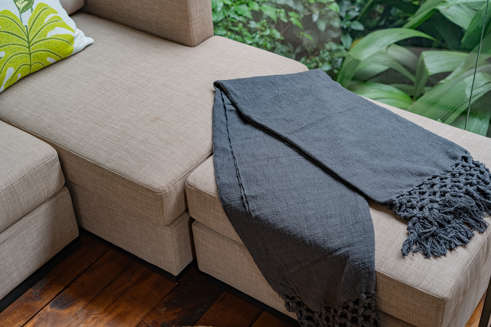 Throw, Grey, Cotton