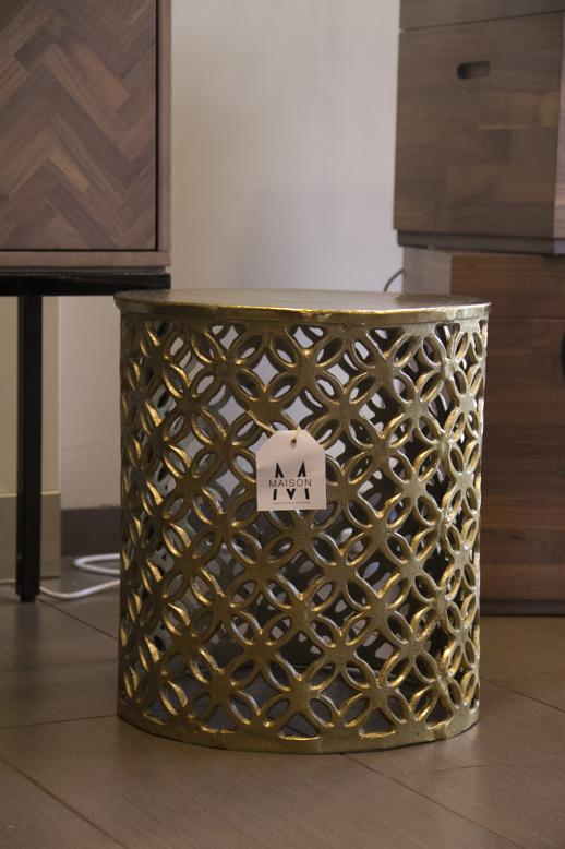 Stool round with hammered top brass