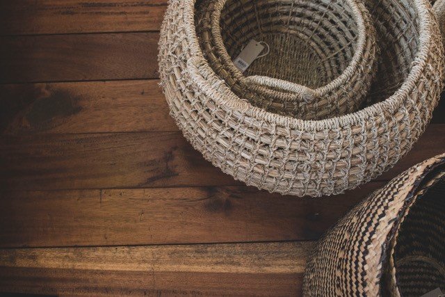 Basket nature seagrass 2in 1 plain
