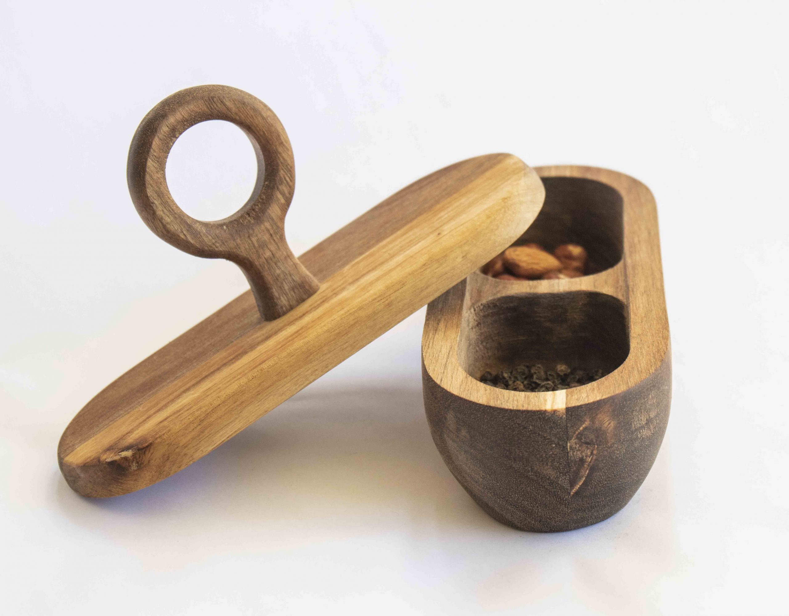 jar with lid brown acacia