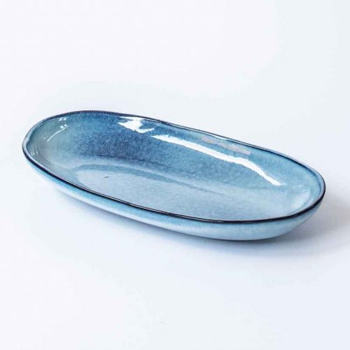 Sandarine serving plate blue stoneware
