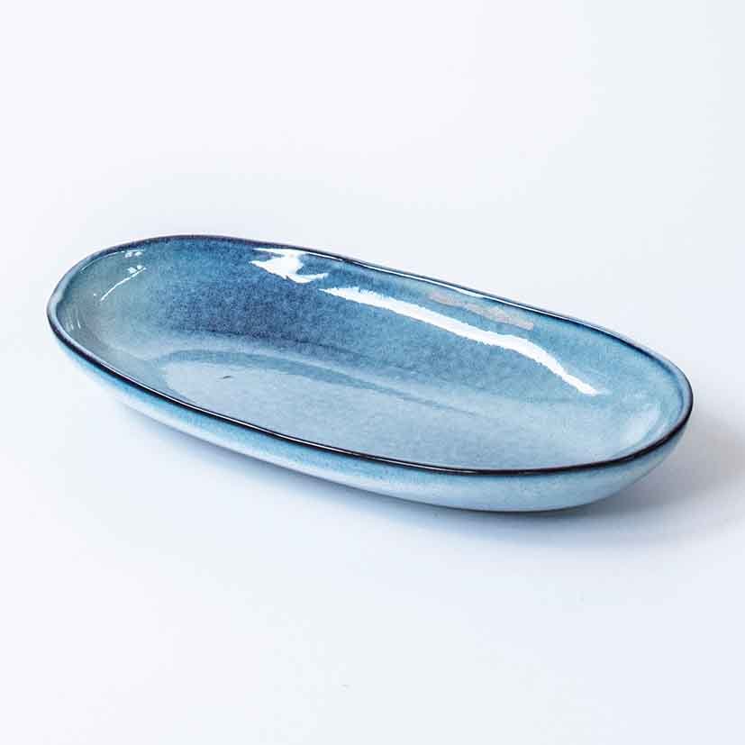 Sandarine serving plate blue stoneware