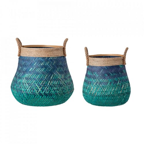 Basket, Blue, Bamboo (Set of 2)