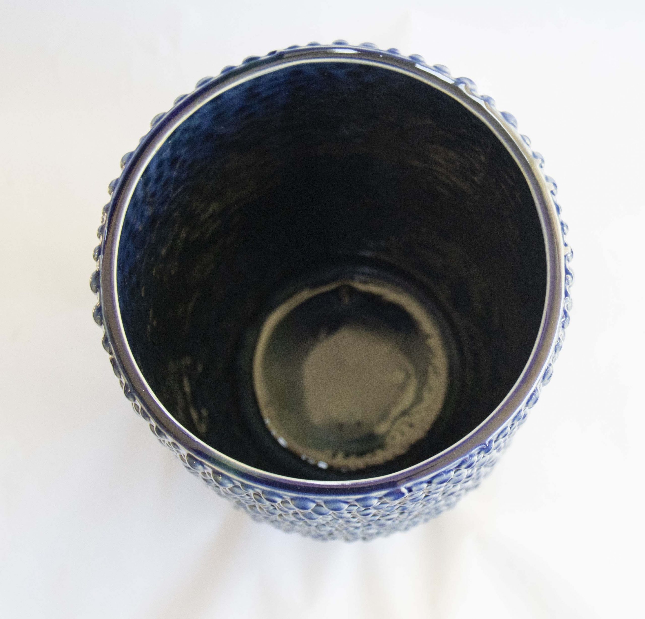 vase blue stoneware rough