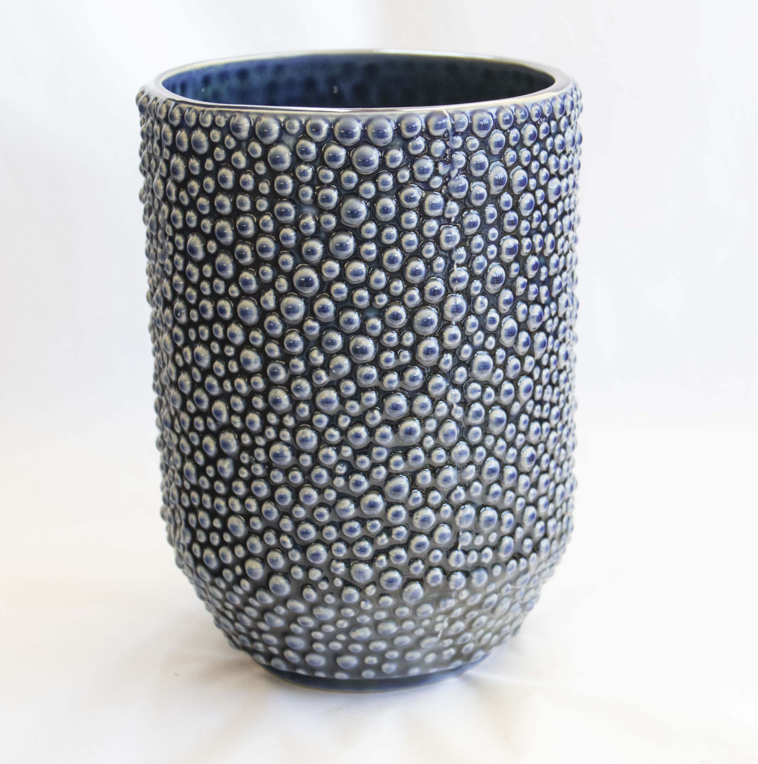 vase blue stoneware rough
