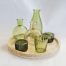 votive green glass set